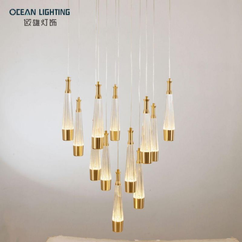 Ocean Lamp′s New Modern Simple Gold Bronze Stair Chandelier Interior Decoration LED Pendant Lamp