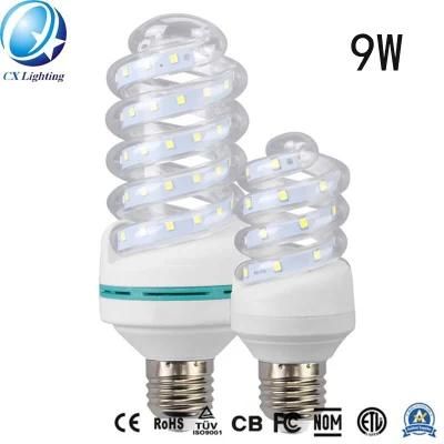 E27 9W Spiral Glass LED Energy Saving Lamp