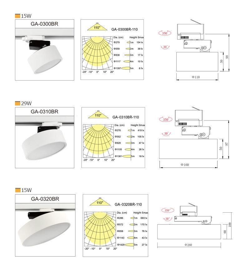 Square 25W Flicker Free 4wires 3phase Adapter COB LED Track Light