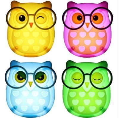 Cute Cartoon Owl Wall LED Night Light Plug in Walls