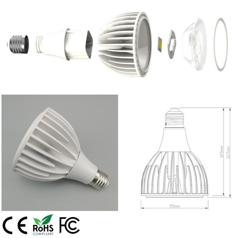 30W E27 PAR30 LED Bulb No Fan 110lm/W Bridgelux LED Chip for 75W Jm Replace