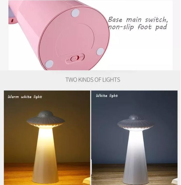 UFO Design USB Rechargeable USB Charging LED Desk Lamp Dimmable Reading Flicker-Free Table Light Bedroom Night Light Bedside Study Room Decor Lighting Lamps