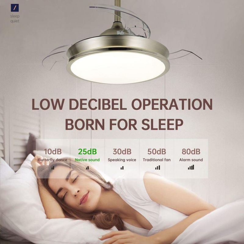 Ceiling Fan Home Decorative Low Power Energy Saving Silent Remote Control Hidden Bladeless LED Ceiling Fan Light