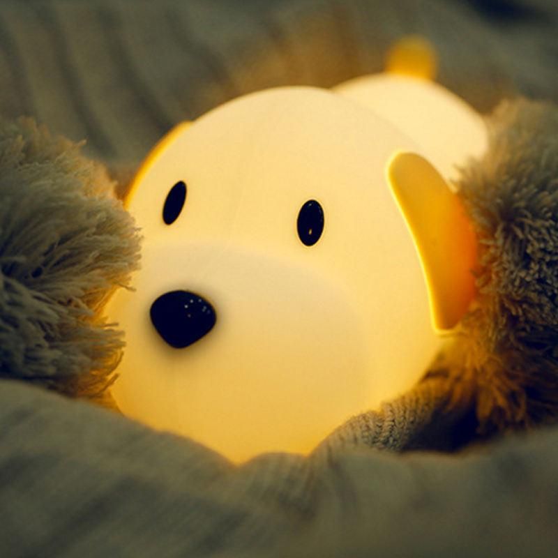Dropshipping Bedside Silicone Small Dog Silicone LED Night Light Timing for Kids USB Rechargeable Table Lamp Bedroom Light