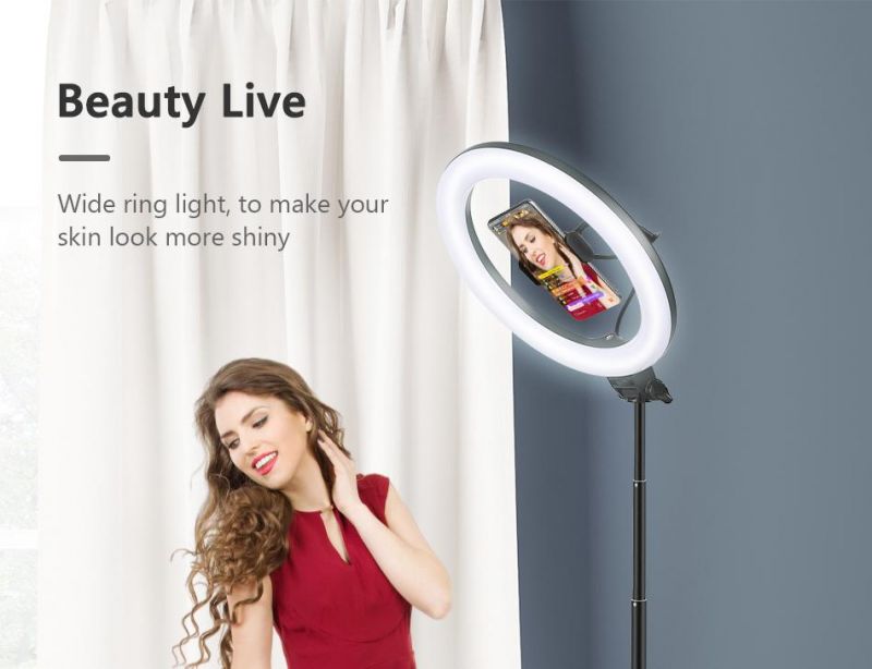 Selfie Ring Light Photography LED Rim of Lamp with Mobile Holder Support Tripod Stand Ringlight for Live Video Streaming