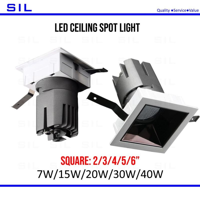 TUV CE RoHS Approved Deep Anti Glare LED Module Spotlight 20watt for Hotel Square Tiltable Ceiling Spot Light