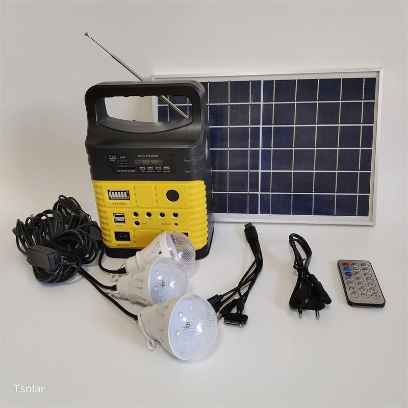 Portable Solar Rechargeable LED Flood Work Light with Super Brightness Portable 10W Solar Home Lighting System with FM Radio