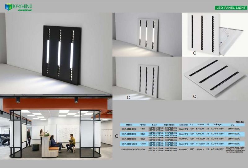 LED Lighting Dimmable 150lm Per Watts 4500lm 6000lm Low Glare Free LED Ceiling Panel Light 48W 60W 96W 120W IP20 Triple CCT Panel Light