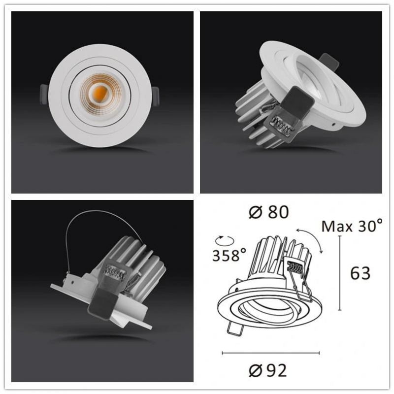 Adjustable and Dimmable Pure Aluminum High Efficiency LED Recessed Spot Light