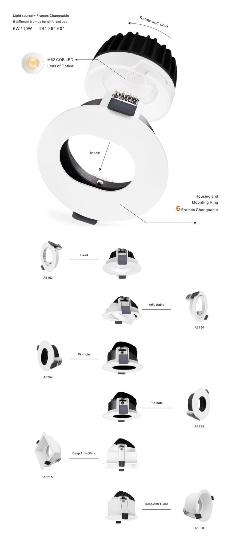 Modern Design Pinhole Fixed COB LED 6W10W LED Downlight