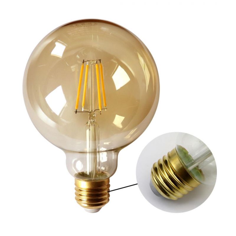 China Factory LED Filament 6W Vintage Retro Global G95 Bulb for Indoor Bar Decoration