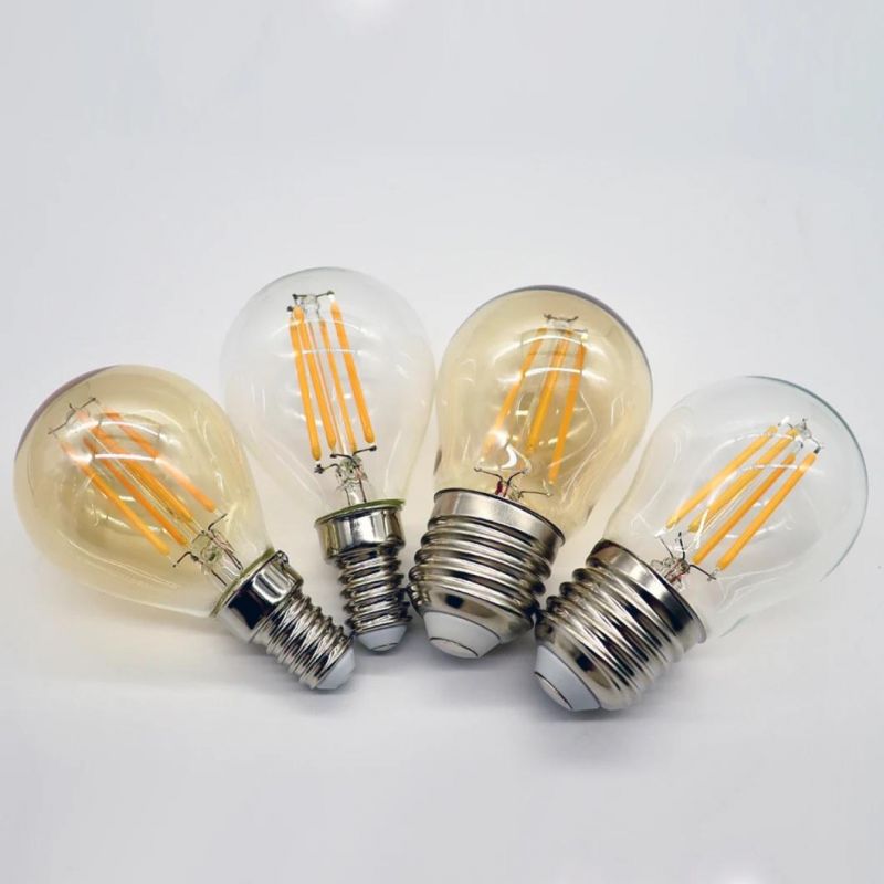 LED Vintage Lamp G45 4W E27 Amber Glass New Energy Saving Lamp LED Filament Bulb for Home Decoration and Indoor Lighting with CE RoHS ERP Approved