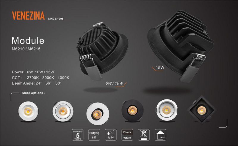 Dimmable 6W/10W/15W COB LED LED Down Lighting Fixture Small Round Downlight