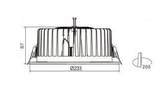 Economical IP44 Recessed LED Downlight Cut-out 205mm SMD LED Downlight