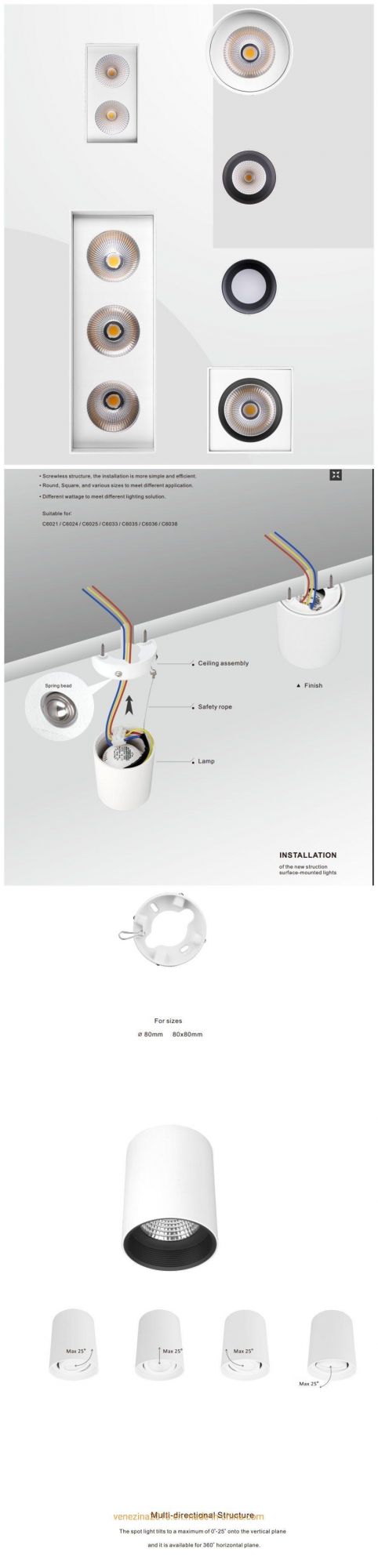 2019 New Style Pendant Installation 6W10W15W LED Surface-Mounted Anti-Glare Downlight