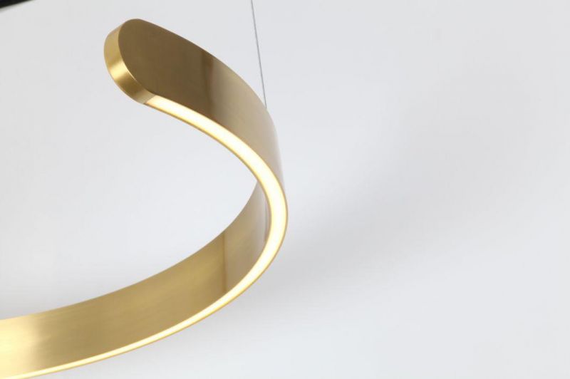 Masivel Lighting Modern Pendant Light C Shape Brass Decorative LED Chandelier Light