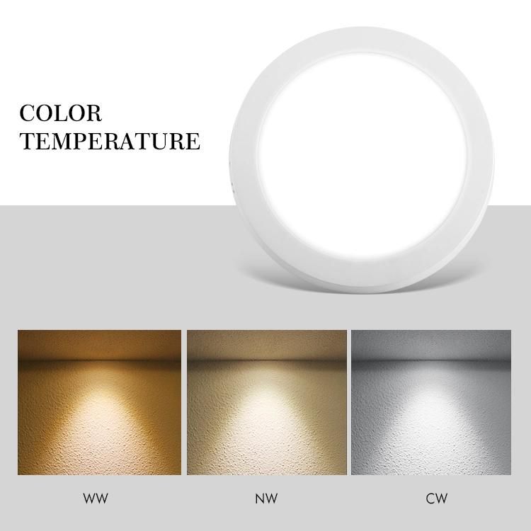 8000K 3W 6W 9W 12W 18W 24W Surface Mounted Dimmable LED Panel Light