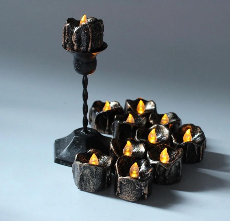 Black Shell Tears Electric LED Tea Lights Yellow Twinkling Tea Light for Home Decor