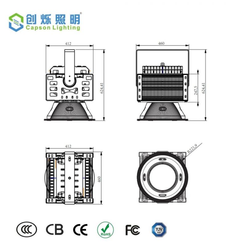 LED High Bay Light Soccer Field Lighting 1000W Best Price LED Sport Stadium Court Lighting 5years Warranty