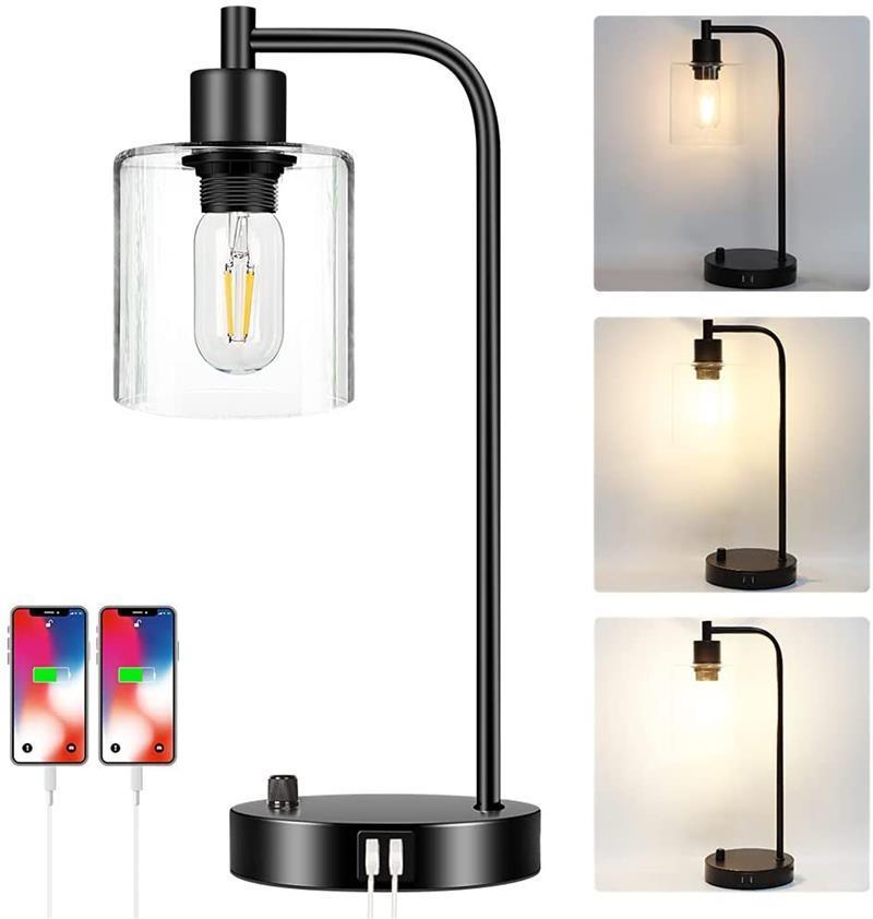 Modern Indoor Bedside Light Dual USB Wireless Charging Touch Dimming Style Crystal Table Lamp