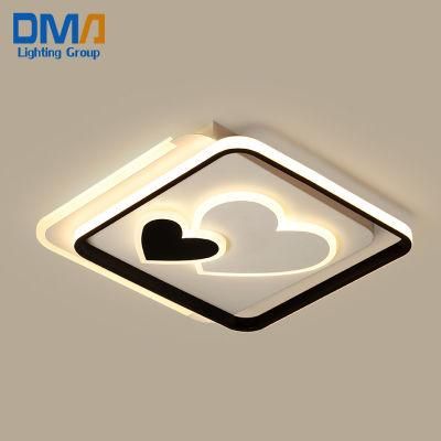 Contemporary Square LED Heart Ceiling for Children Room Kid Bedroom Lamp