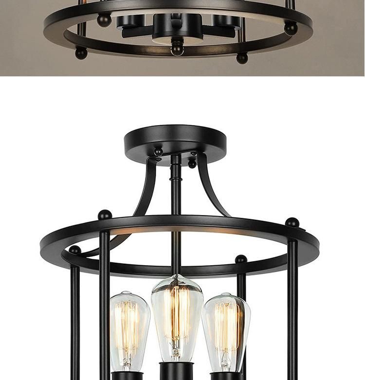 American Style Ceiling Lamp Retro Industrial Style Wrought Iron Dining Room Bedroom Ceiling Lamp