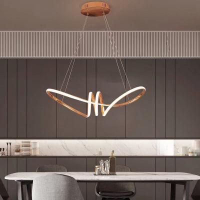 Modern Curve Lines Nordic Art Geometric Light Bar Dining Room Dining LED Pendant Lighting