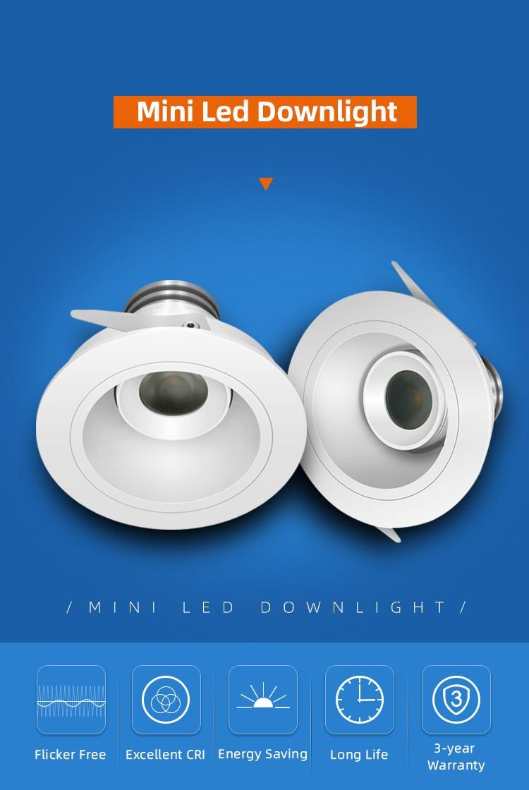 Trimless Dimmable 3W COB Recessed Mini LED Downlights Spotlight 620