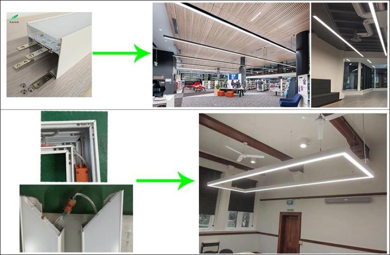 5 Years Warranty LED Pendant Linear Light 75mm Width Aluminum Hanging Light for Office
