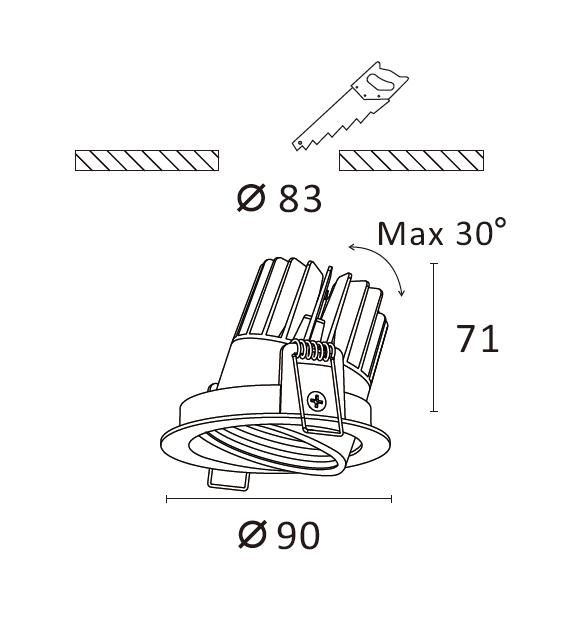 Factory price Adjustable LED spotlight Dimmable led light anti-glare led down light Recessed led commercial downlight