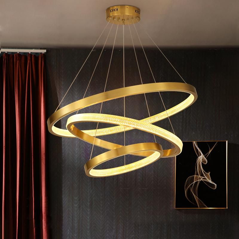 Restaurant Light Luxury Rings Creative Pendant Crystal Lamp