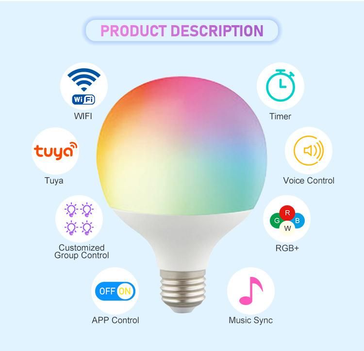 LED Smart Light RGBW Multi Color LED Smart WiFi Global Bulb G80, G95, G120 Series