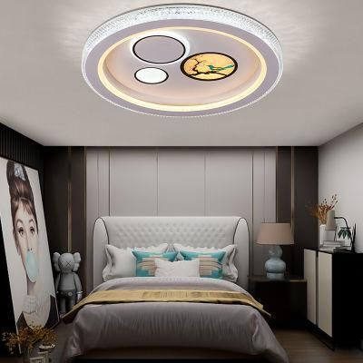 Dafangzhou 80W Light Modern Lighting China Supplier Wicker Flush Mount Light Chrome Frame Material Round Ceiling Lamp for Hall