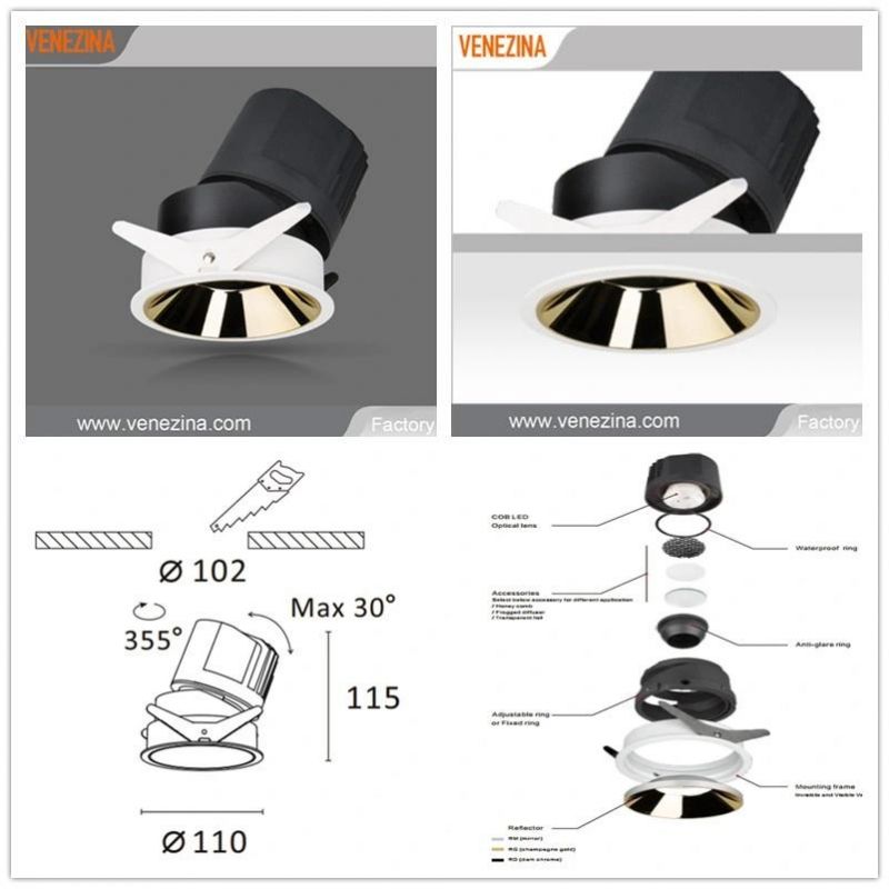 6-20W IP44 Ce, RoHS Certificated Adjustable LED Down Light