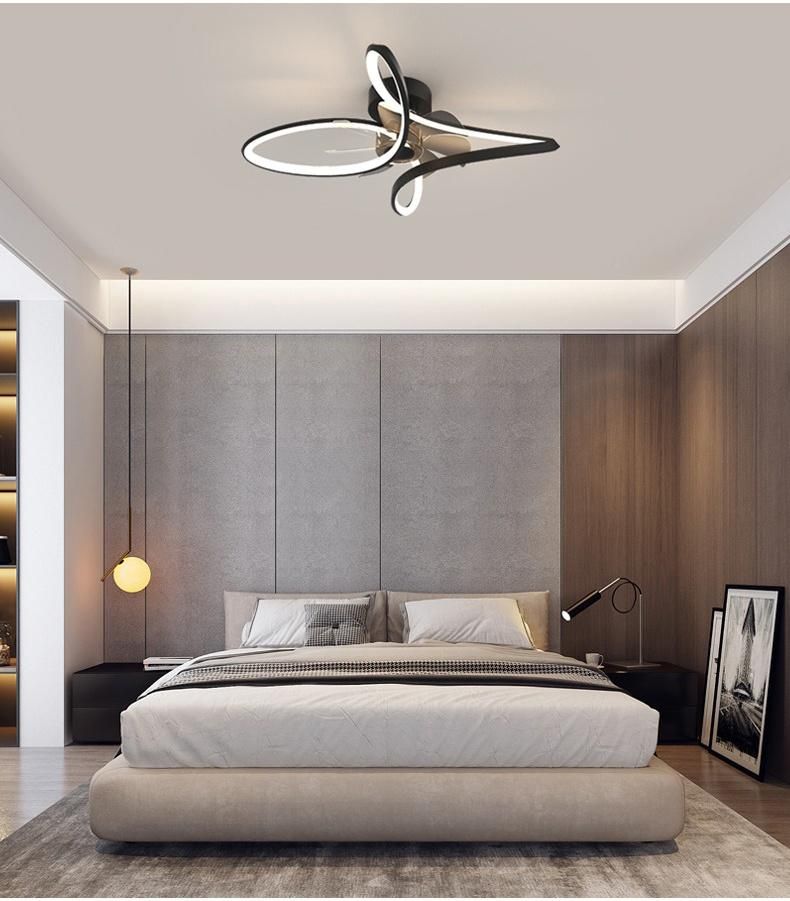 60W Black Living Room Decorate Modern Indoor Retractable LED Ceiling Fans Light