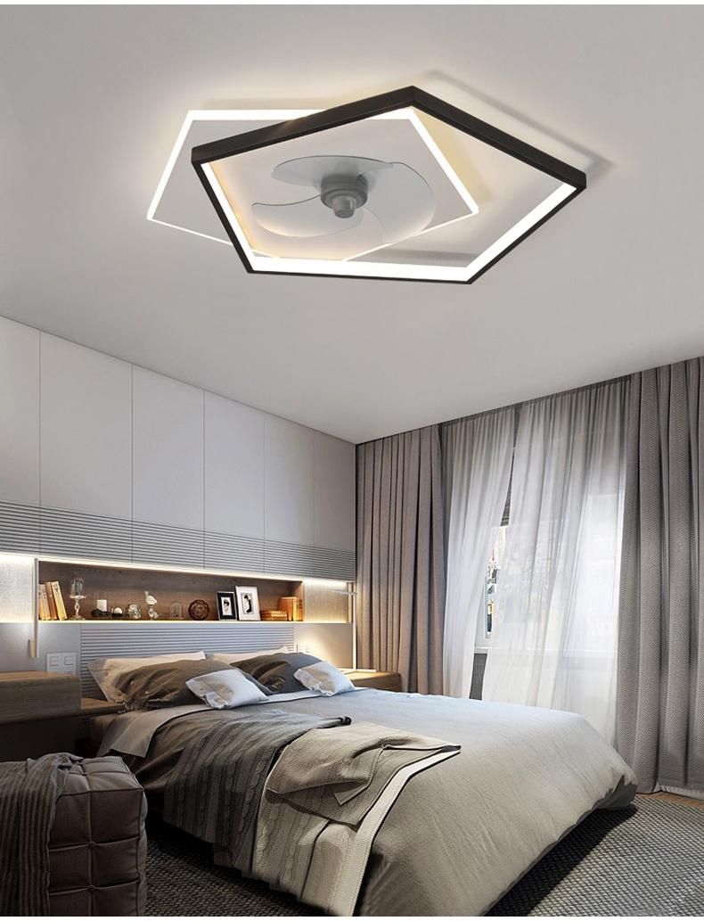 53W Modern Square Decorative Lighting Bedroom Fixture LED Ceiling Fan Light
