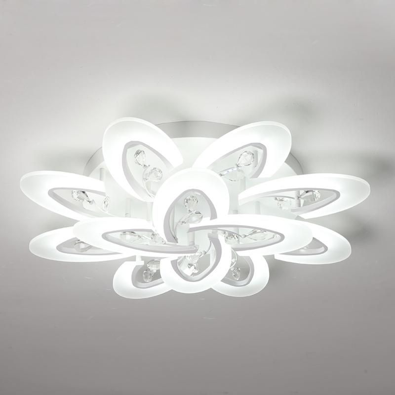 Cheap Large Flower Design Crystal Acrylic LED Round Ceiling Light 15 Heads Interior Home Lighting