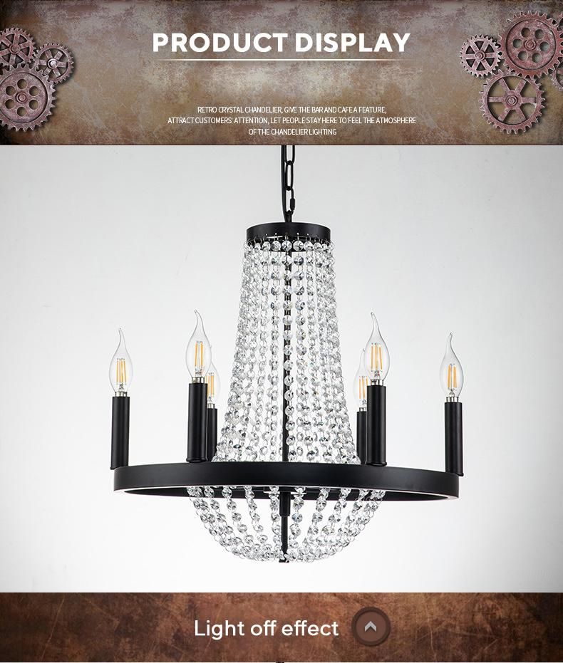 American Country K9 Crystal Chandelier Living Room Dining Room Lighting Vintage Home Decoration Lamp Fixtures