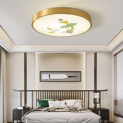 New All-Copper Ceiling Lamp Simple Round LED Lighting Lamp for Study Bedroom Lamp
