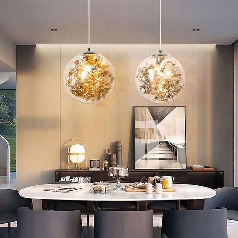 Hot Selling Modern E27 Glass Chandelier Romantic Home Art Deco Pendant Light for Cafe Living Room Dining Room