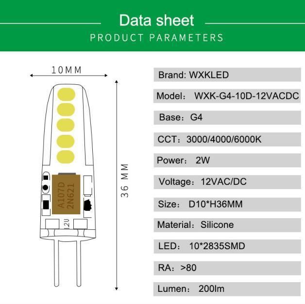 LED G4 Halogen Replacement Bulb G4 LED for Indoor Decoration Lighting