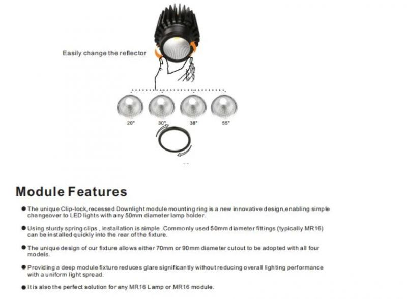 Antiglare Downlight 15W LED Spotlight COB Recessed Downlight Module