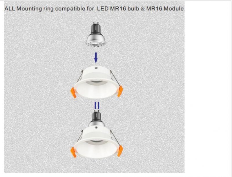 Aluminum LED Recessed Light MR16 LED Downlight Frame GU10 Housing