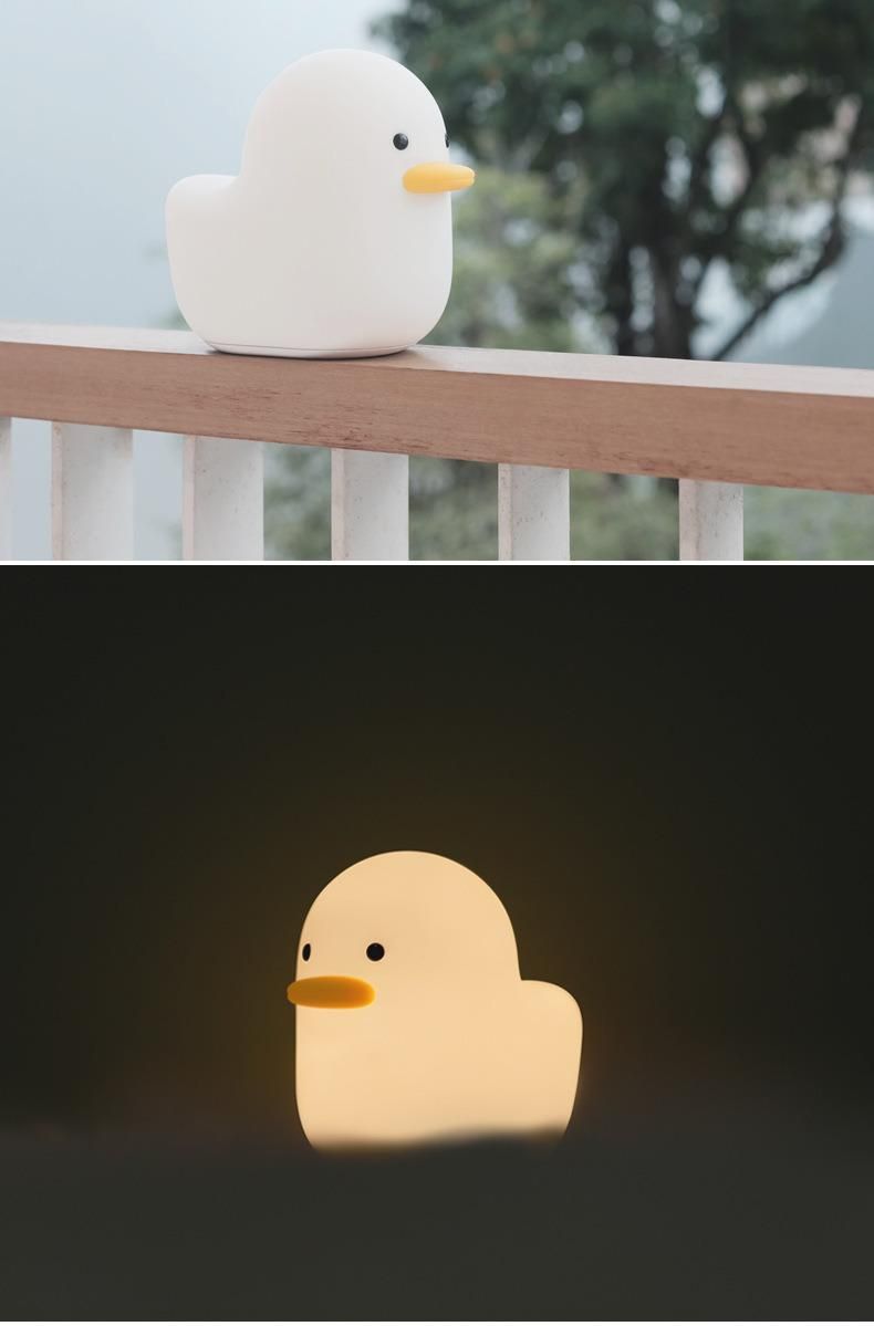 Duck Design Night Light Silica Gel Children Sleep with Pat Lamp Creative Lovely USB Lamp New Unique Gift Bedside Lamp