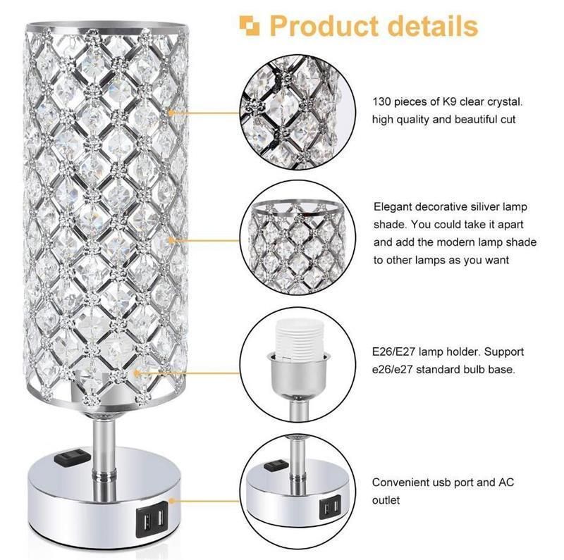 Indoor Bedside Lamp Shop USB Rechargeable Touch LED Crystal Desk Lamp