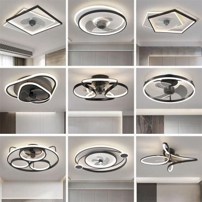 53W Modern Square Decorative Lighting Bedroom Fixture LED Ceiling Fan Light