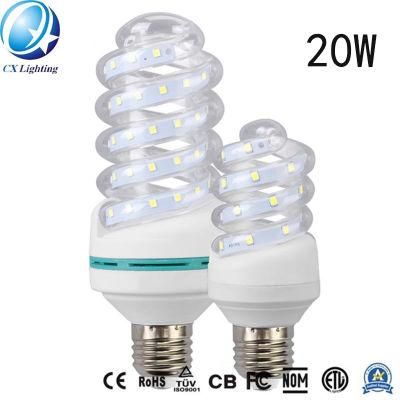 E27 20W Glass Spiral LED Energy Saving Lamp