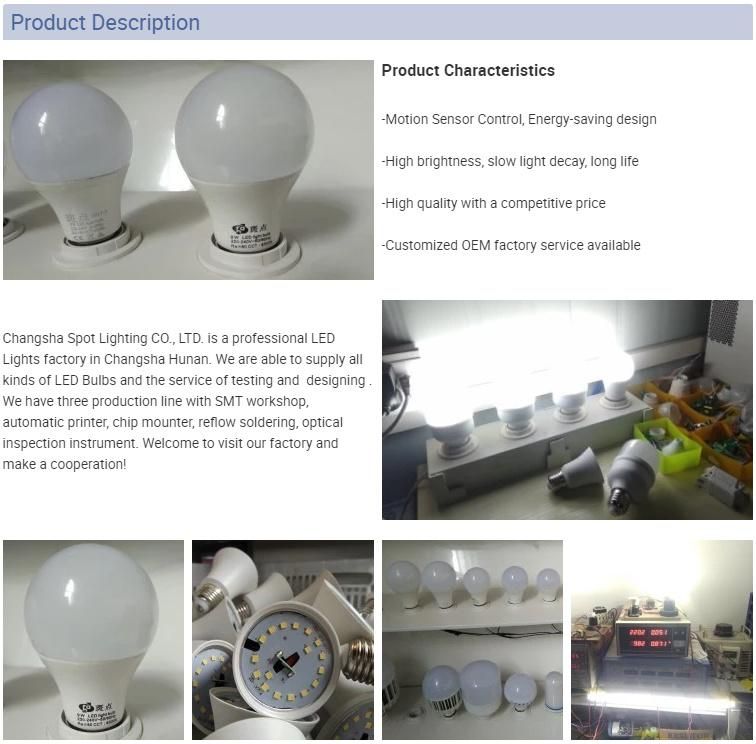 Energy-Saving 110/220V 7W 550lm 2700K Light Sensor Bulb