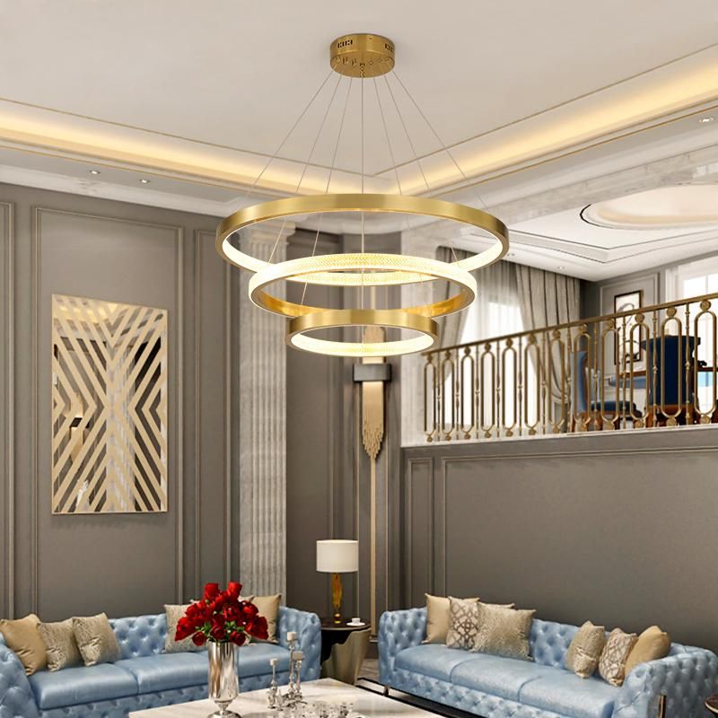Restaurant Light Luxury Rings Creative Pendant Crystal Lamp