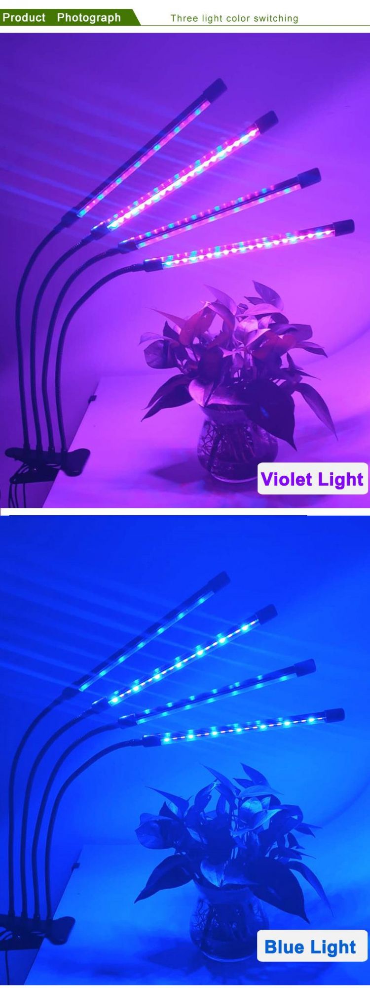 Clip LED Plants 12W Three Round Head Clip LED Planting Lamp LED Grow Lights for Indoor Plants